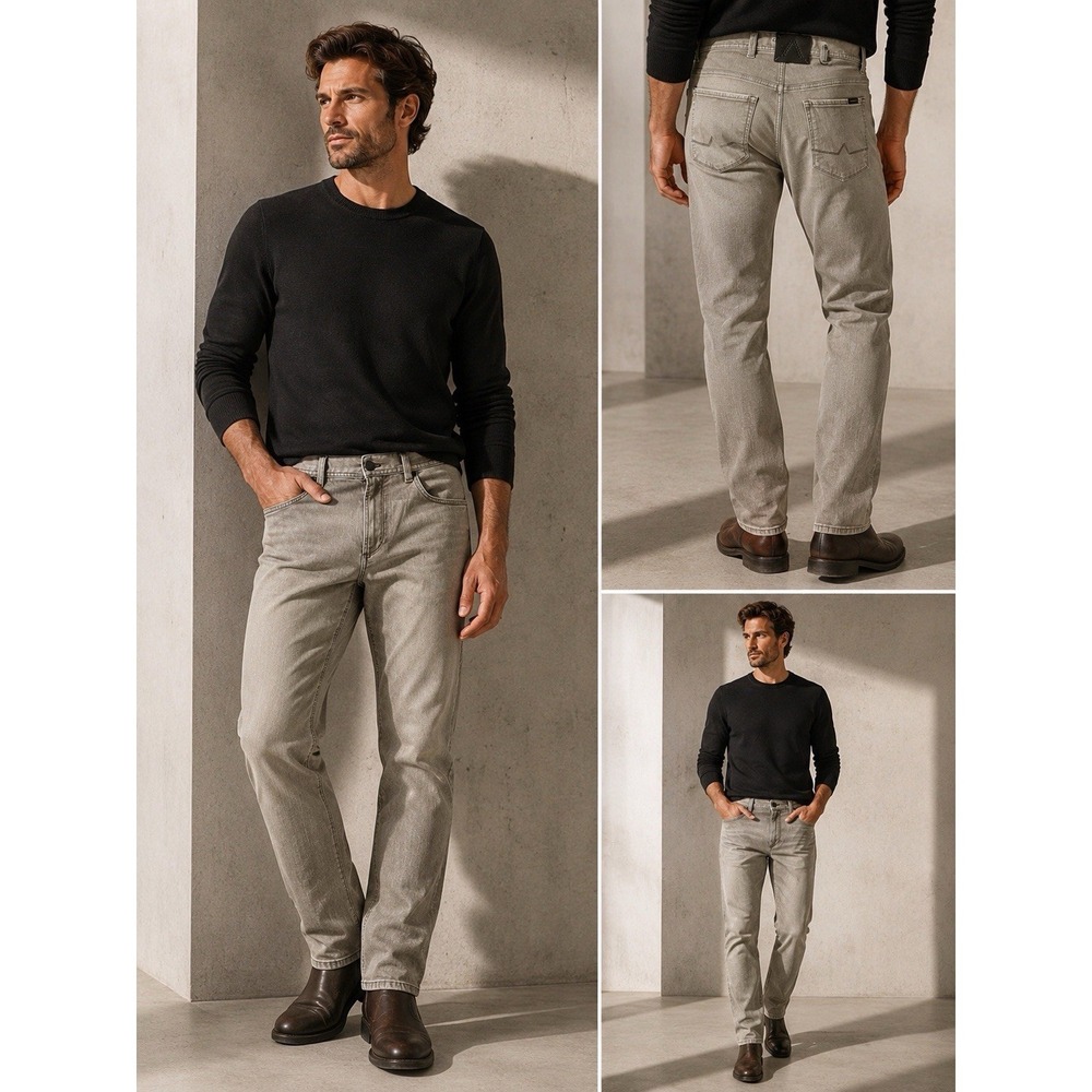 Alberto Modern Fit Brown Stretch Jeans Men 34x34 Luxury Designer Denim